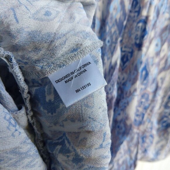 Women's Boho Ikat Print Tunic Top Size XXL 2XL Blue Short Sleeve Kindom Viscose - Picture 9 of 10